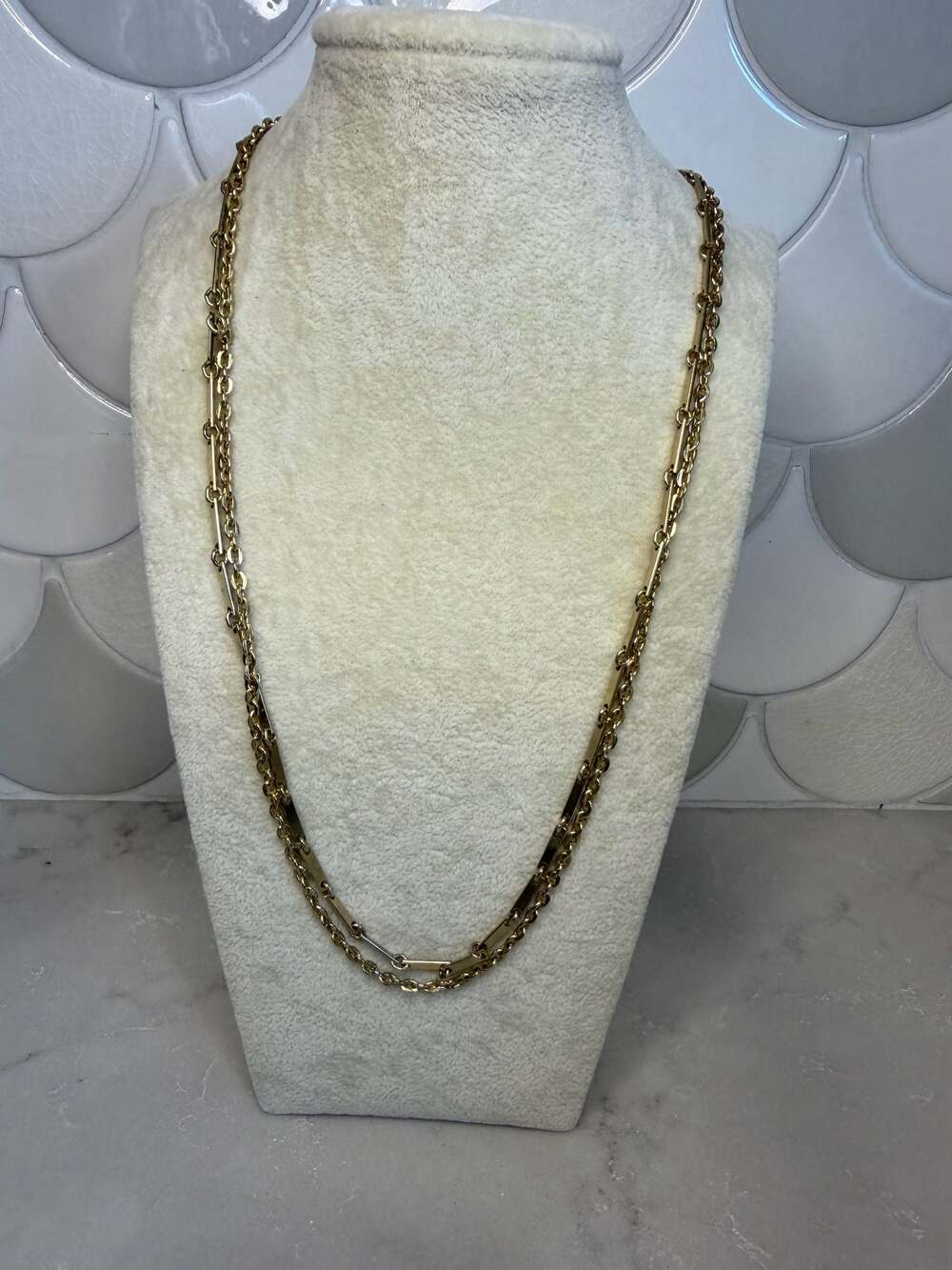 Vintage 24” Gold Tone Long Multi-Strand Link Chain Necklace with Box Clasp